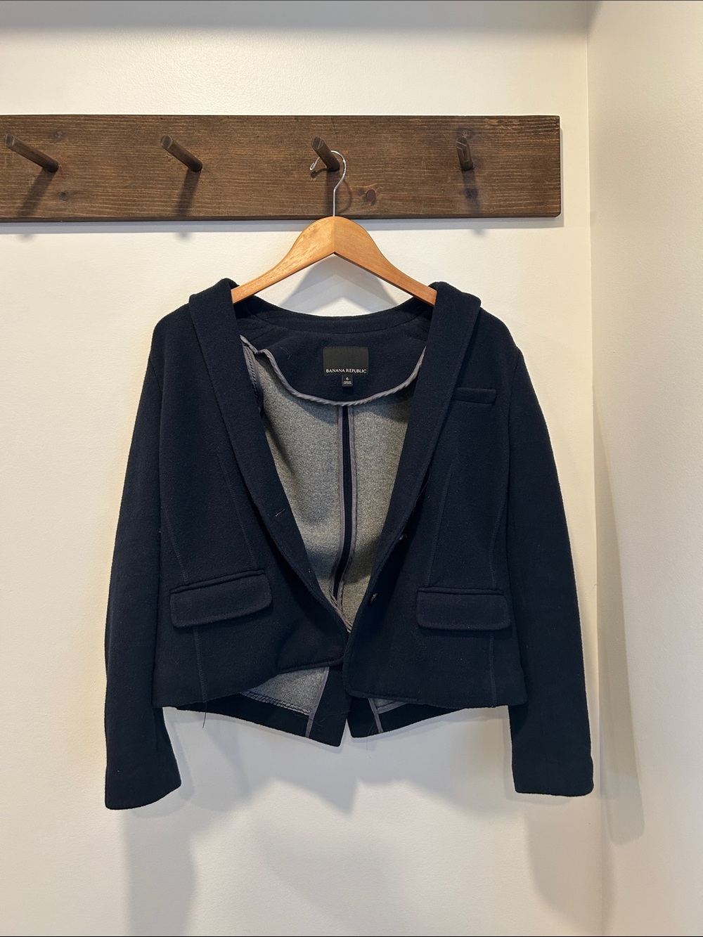 Banana Republic Women's Navy Hooded Blazer Jacket